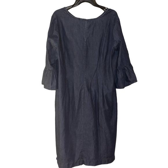 Eloquii Chambray Womens Size 18 Denim Shift Dress Bell Sleeves Cotton - Picture 3 of 9